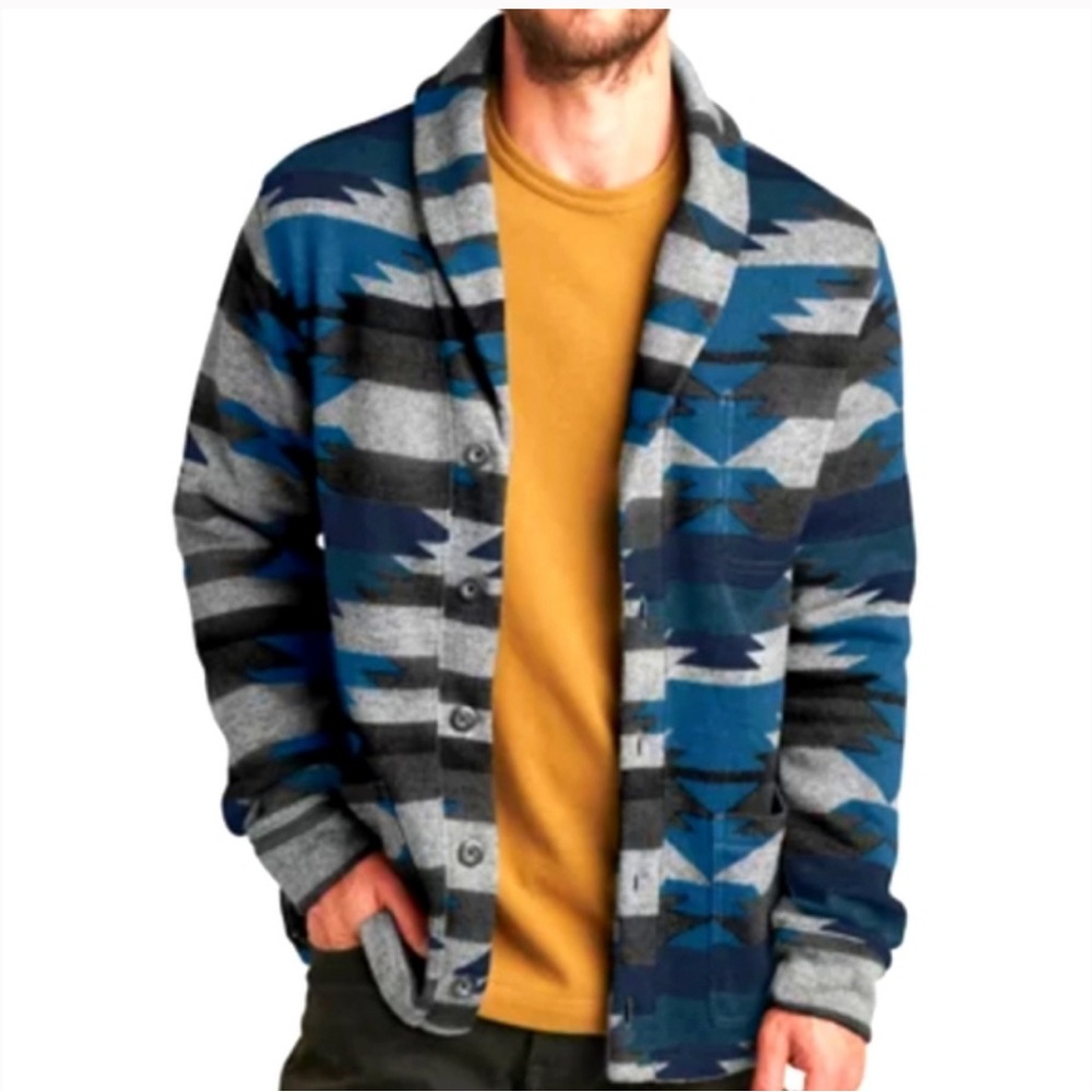 Junk Food Men's Sweater Fleece Cardigan Size L southwestern print